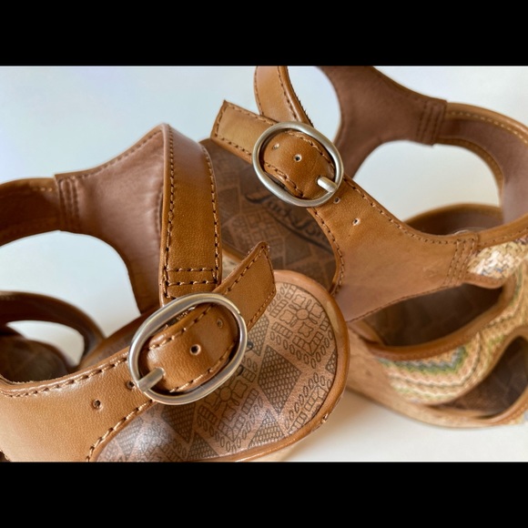 Lucky Brand Cork Wedge Multicolor Stitch Weave - Picture 8 of 8